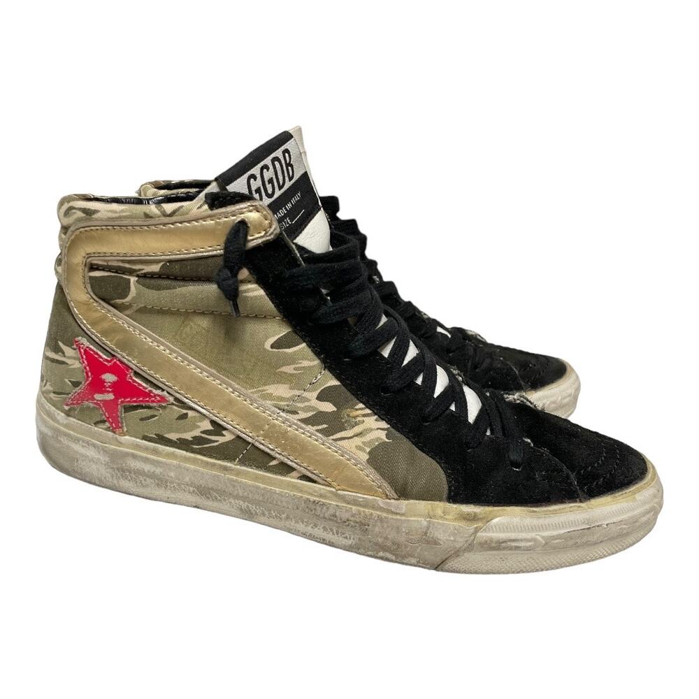 Golden Goose Suede & Canvas Camo Print Slides Size 37 EU 7 US - Picture 2 of 7